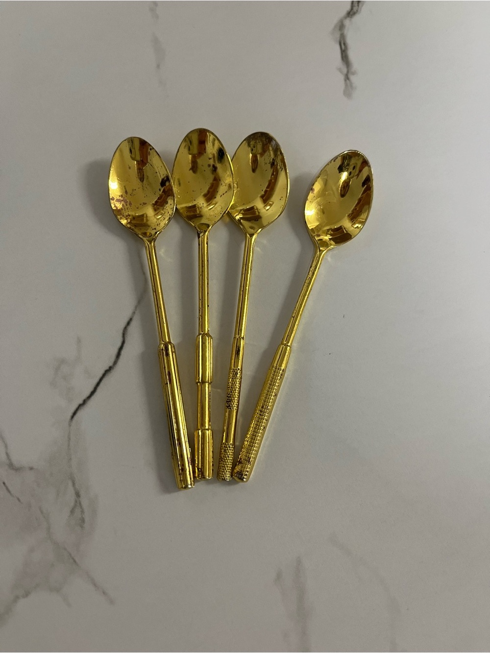 4 Gold Tinted Dessert/expresso Spoons